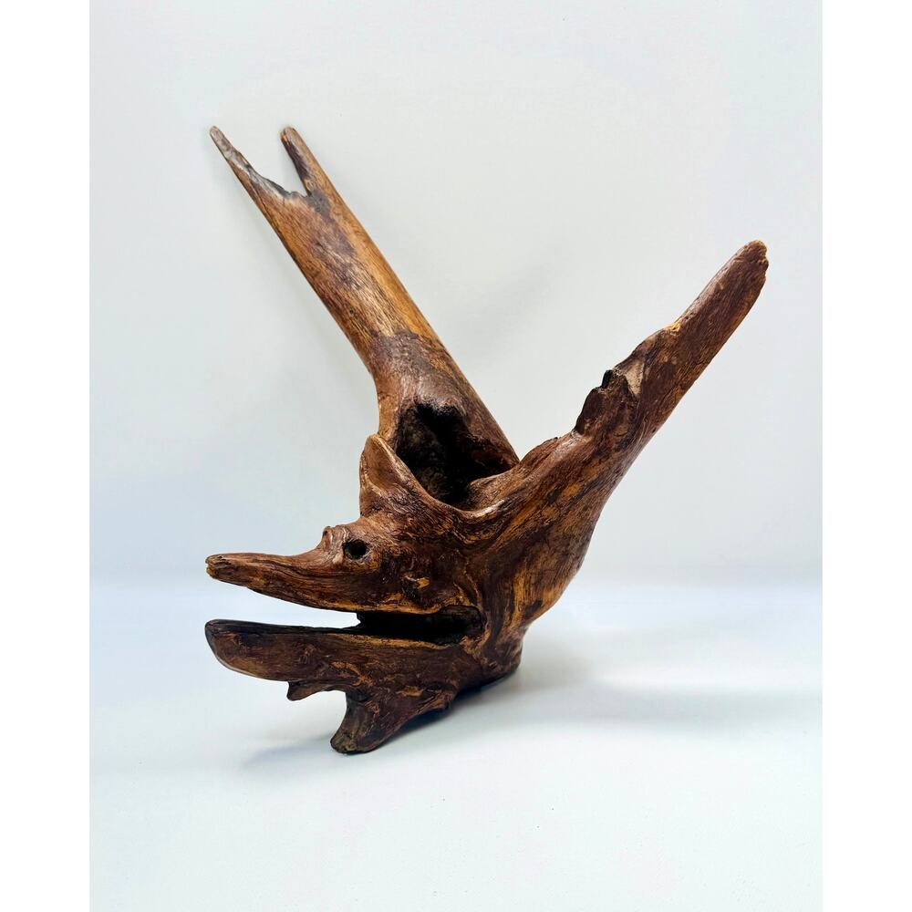 Vintage Organic Driftwood Root Sculpture Bird Form Wood Art